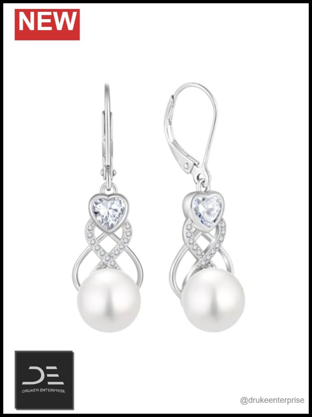 10MM Freshwater Pearl Leverback Dangle Earrings 925 Sterling Silver Women Gift